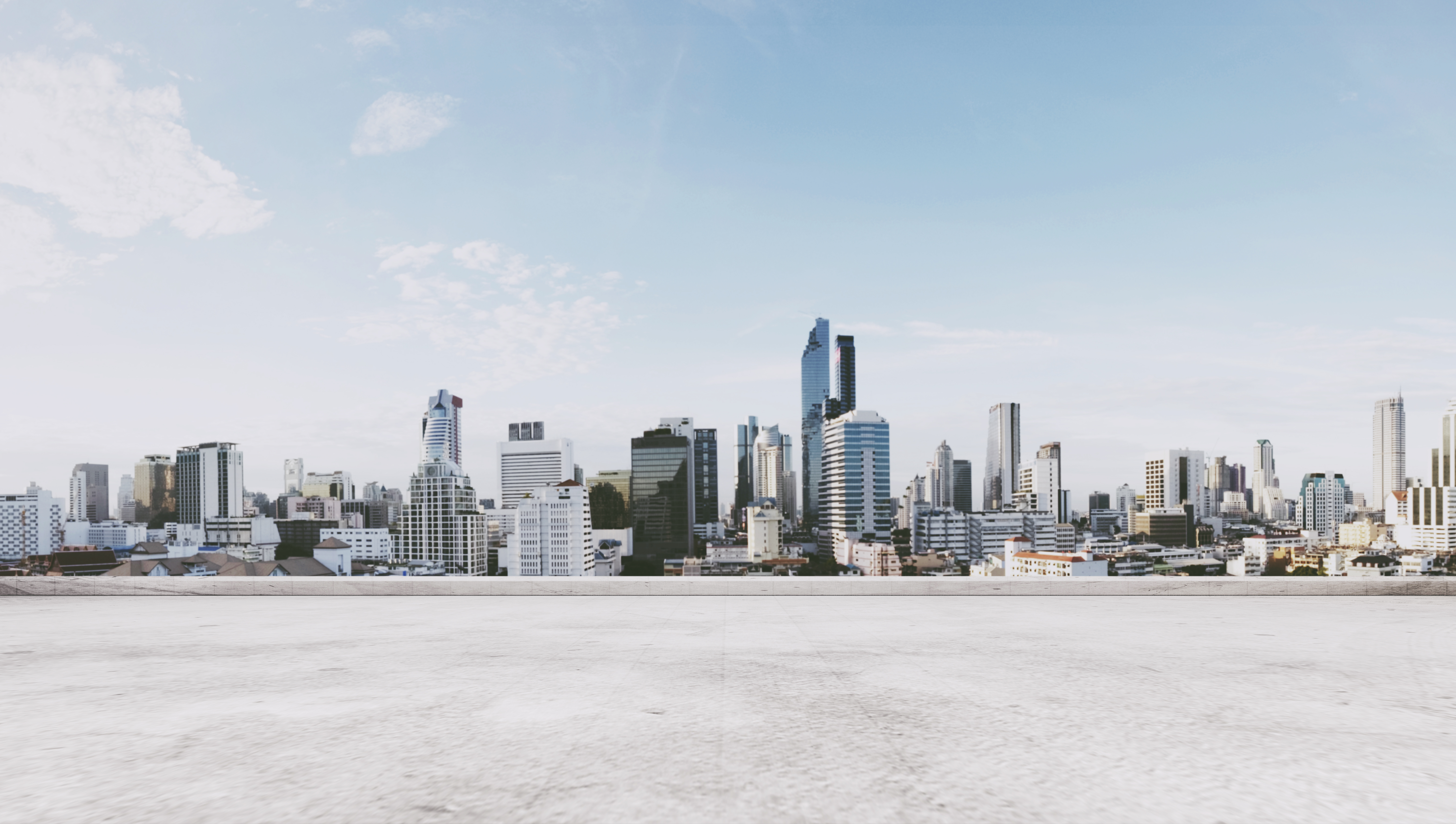 Featured image: Panoramic city view with empty concrete floor-93d0431c995f22dc5524