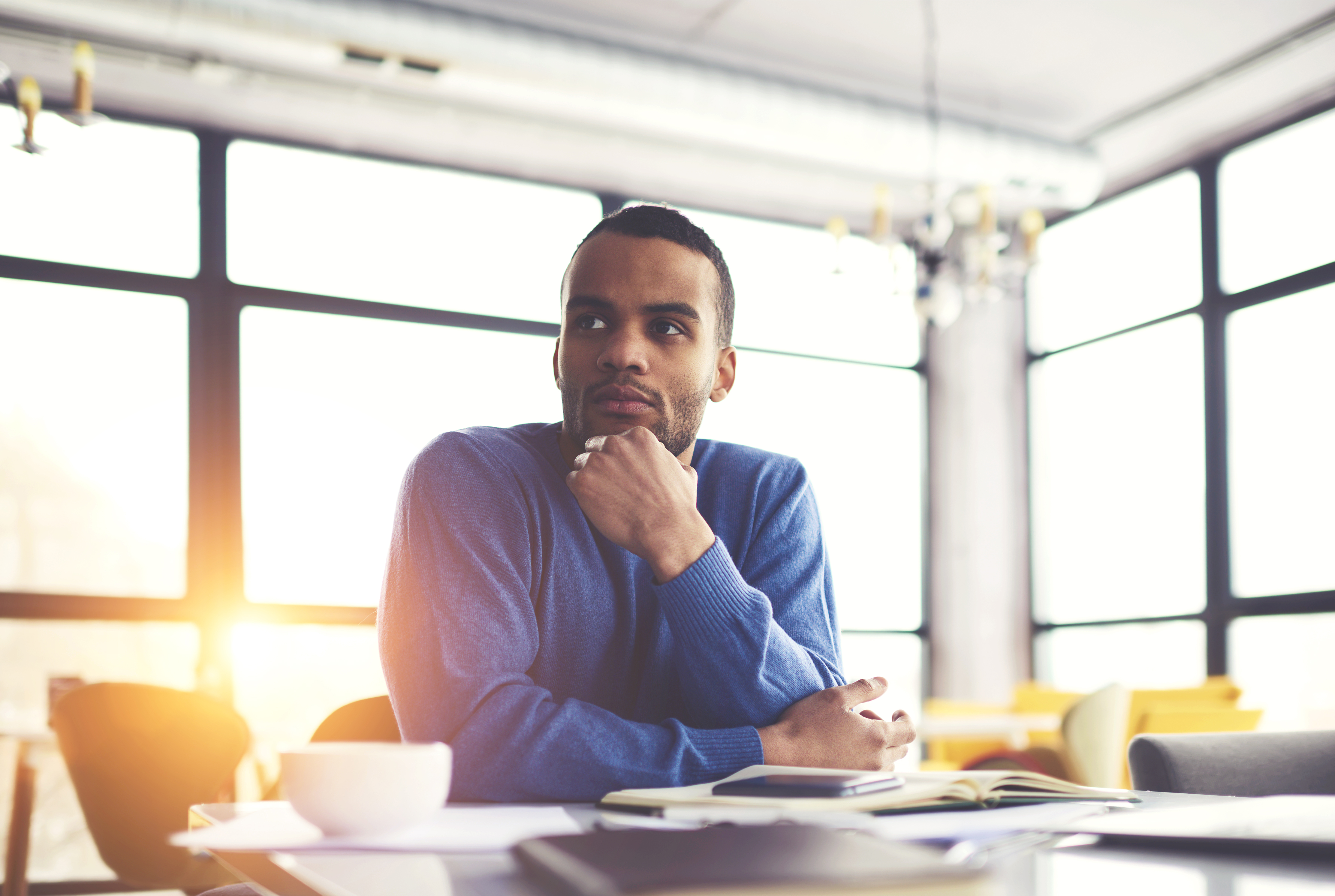 Pensive Afro American Businessman Thinking About S 1Aa147Fbf0A6Bdd33E02
