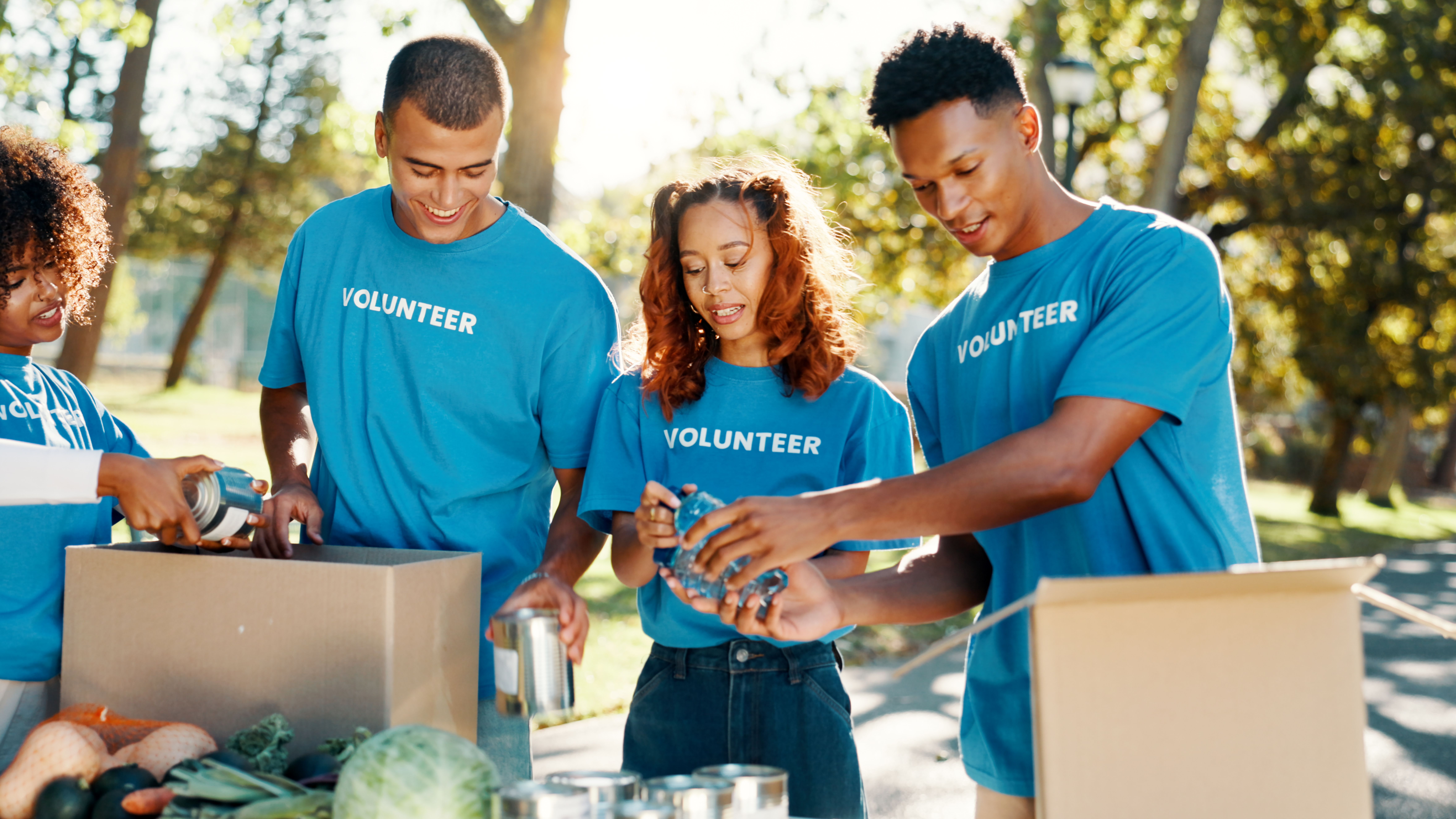 people volunteer and helping of donation at park 9ae62ed799b69a817e5d