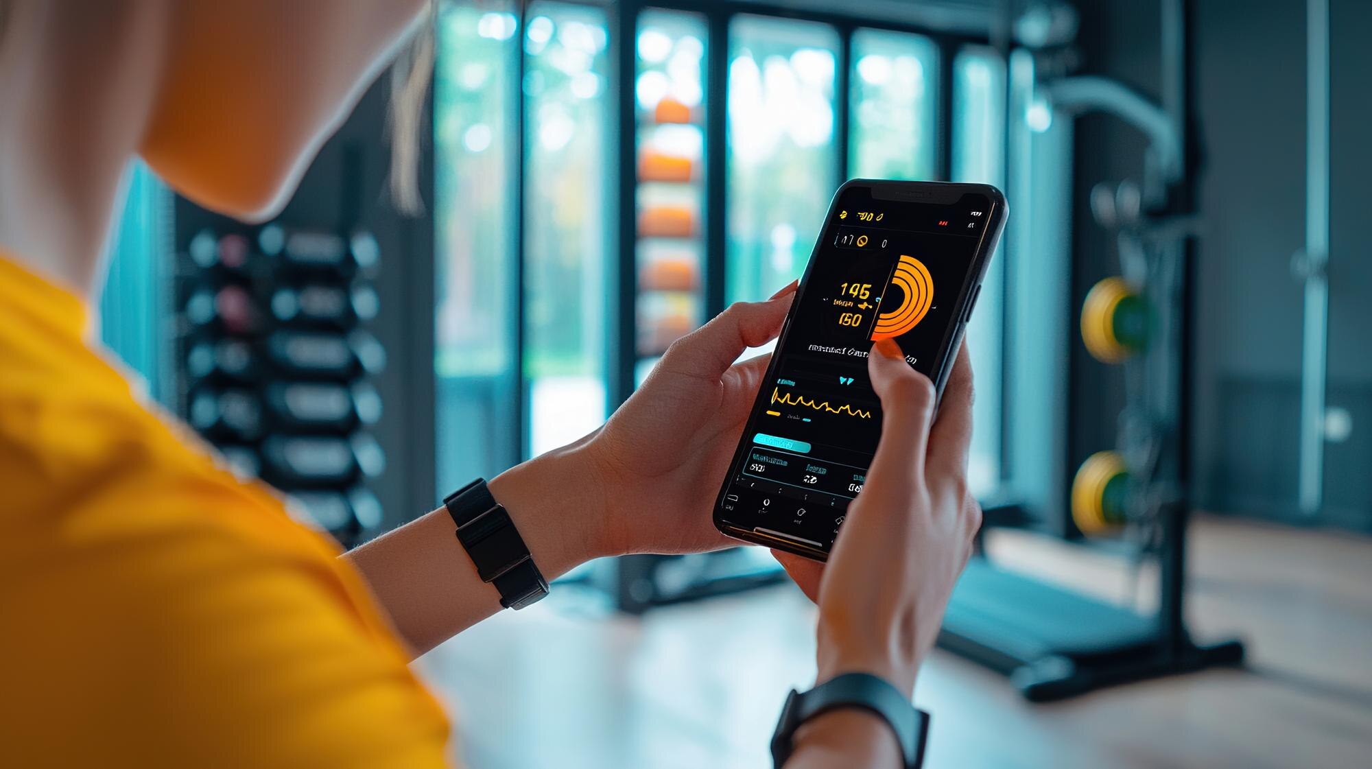 Person Engaged With Fitness App While Exercising I 556f05beef22e8beb546