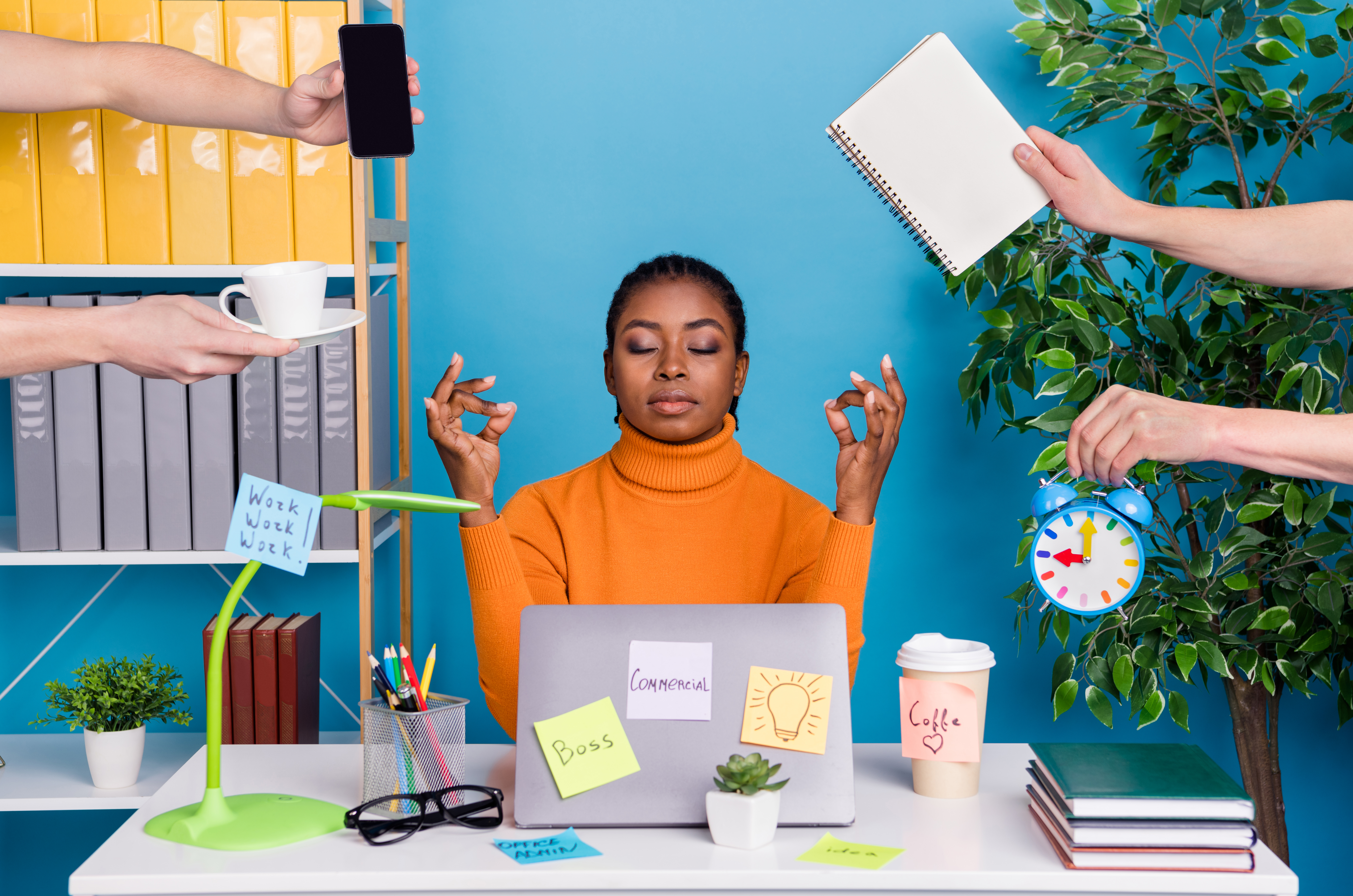 photo of serene calm focused manager meditate busy b73f6df4ae9fe44adaea