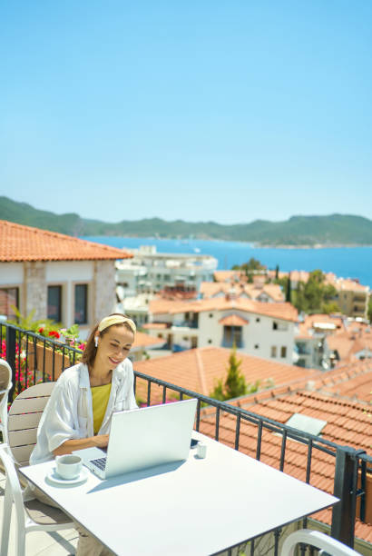 Embrace the Freedom: Mastering a Work-From-Anywhere Mindset 1 pretty girl sitting on terrace during vacation on 25f4b73960ff34d4fdbf