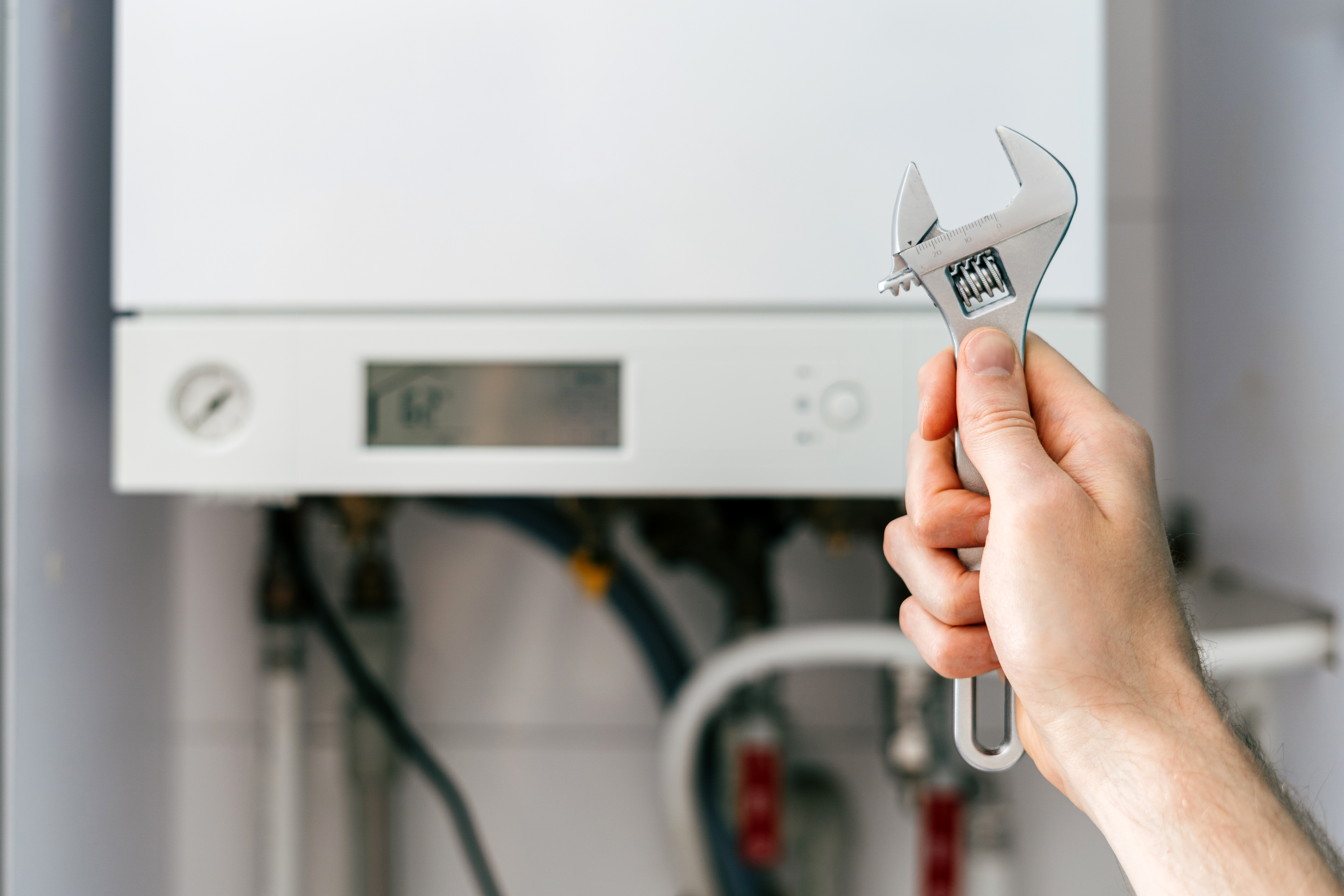 Tankless Water Heater and Wrench