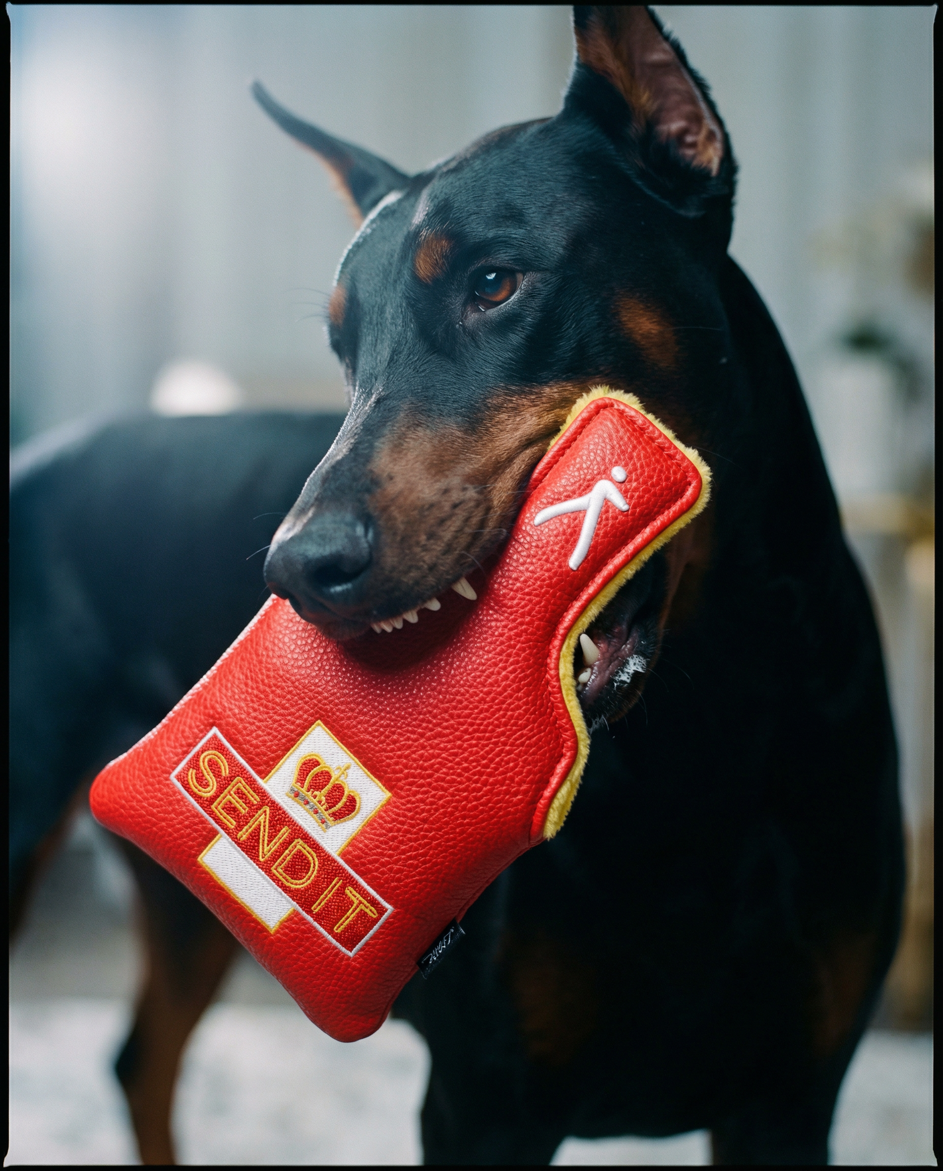 send it mallet being chewed by a dobermann dog 672d01e448028c92b807