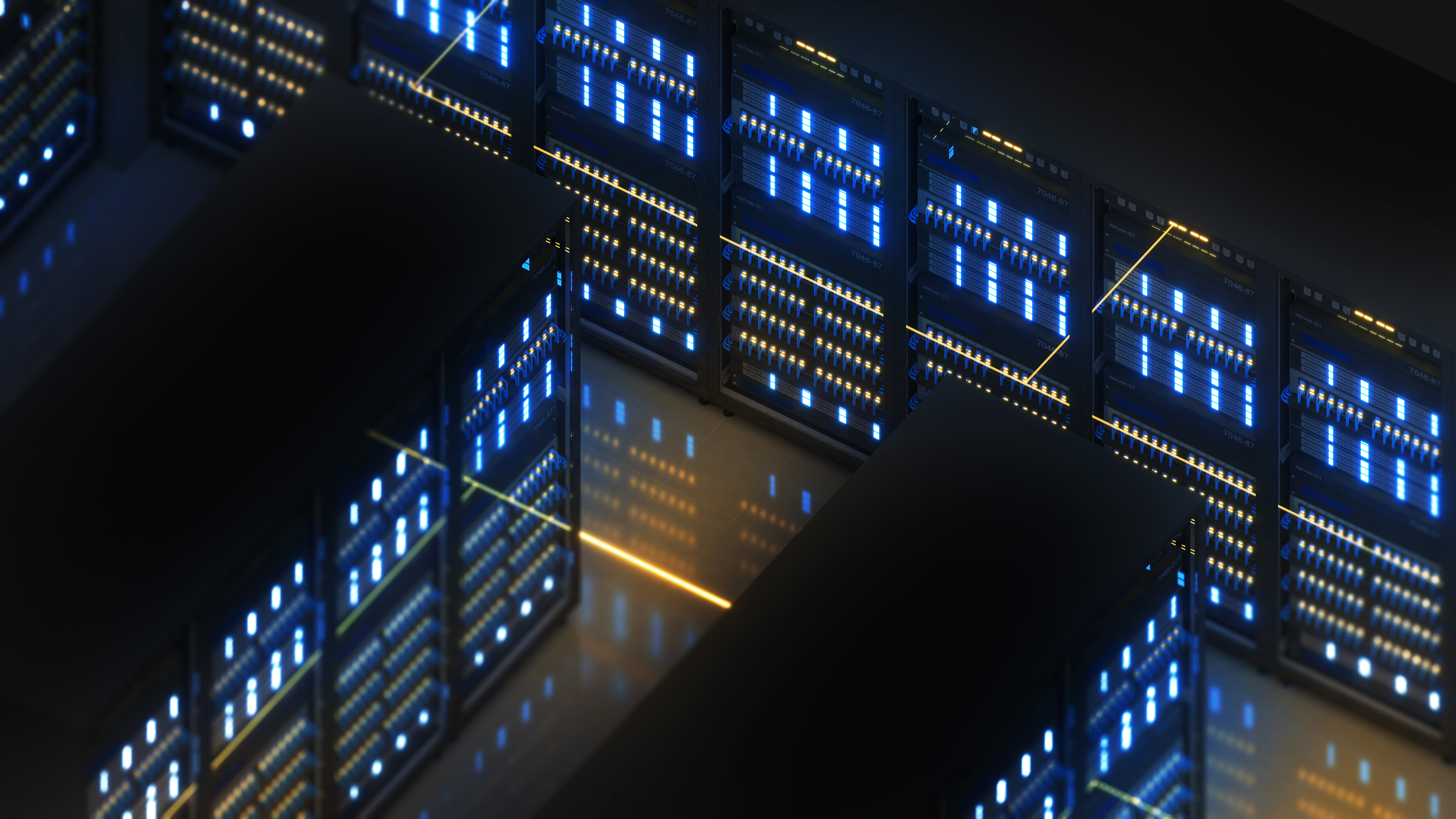 The Essentials of Secure and Reliable Web Hosting: A Guide for Growing Businesses 4 shot of data center with multiple rows of fully op 923a483261b3377edee8