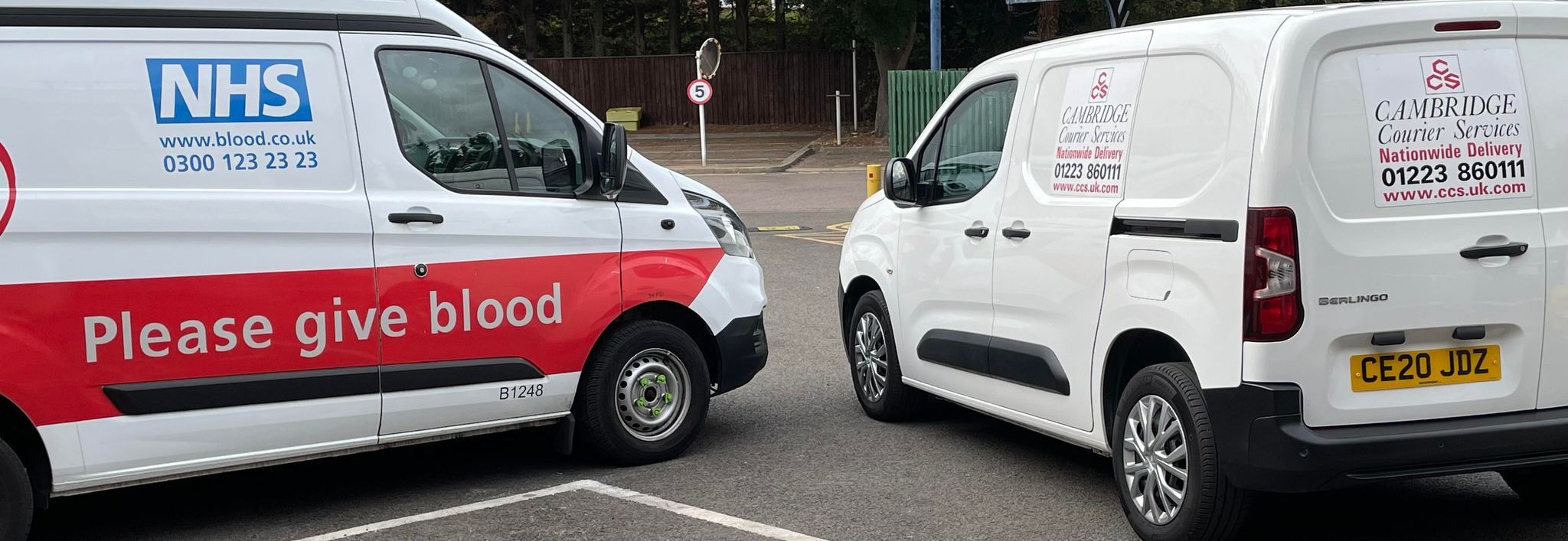 CCS Small Van next to NHSBT Small Van used for urgent sample delivery.