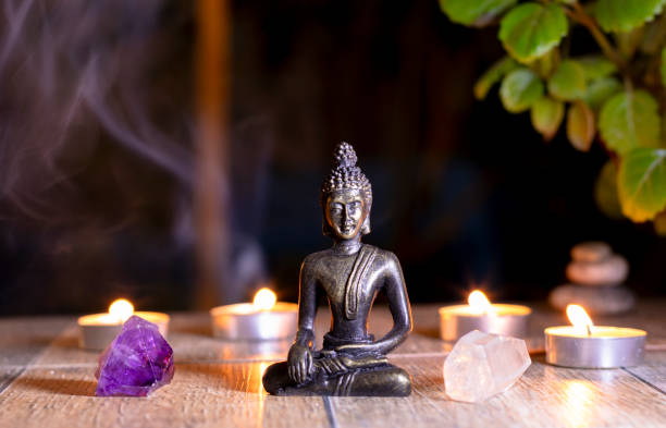 statue of buddha meditating next to lit candles an acfab9c932cfc0da2db3