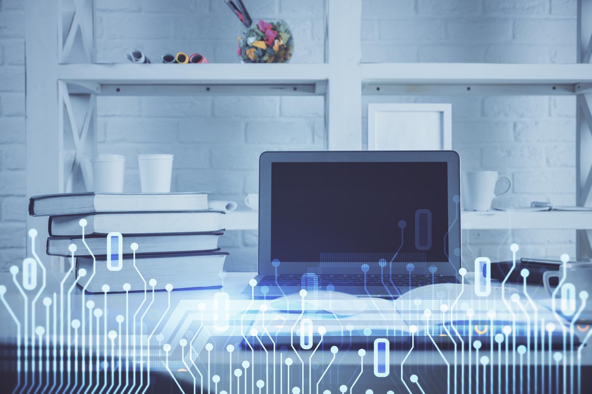 Technology Theme Drawing And Work Space With Compu 5907e4019f6b20a4232a