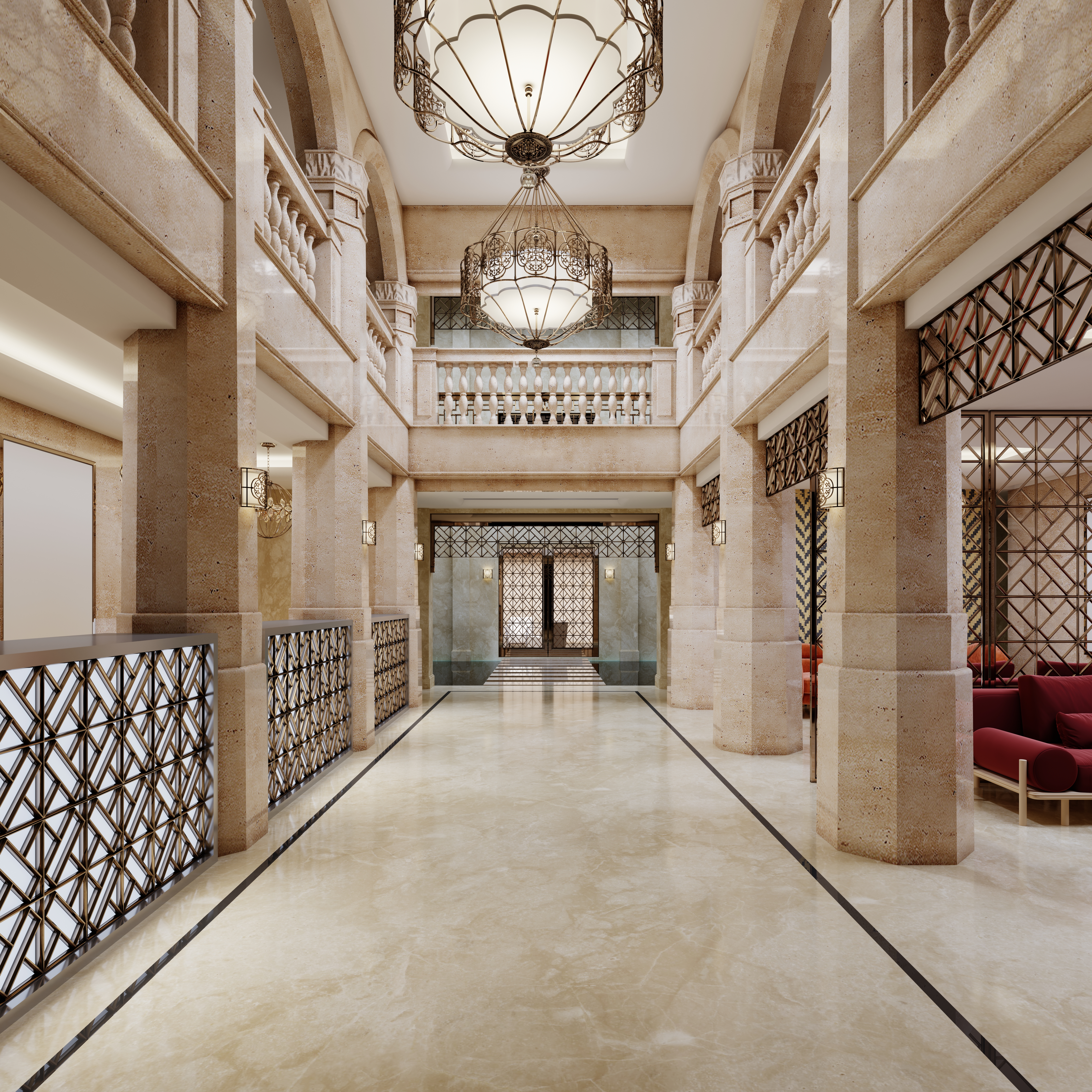 the lobby of a luxury hotel in arabic style with h 5bb84e82eefaabbc214c