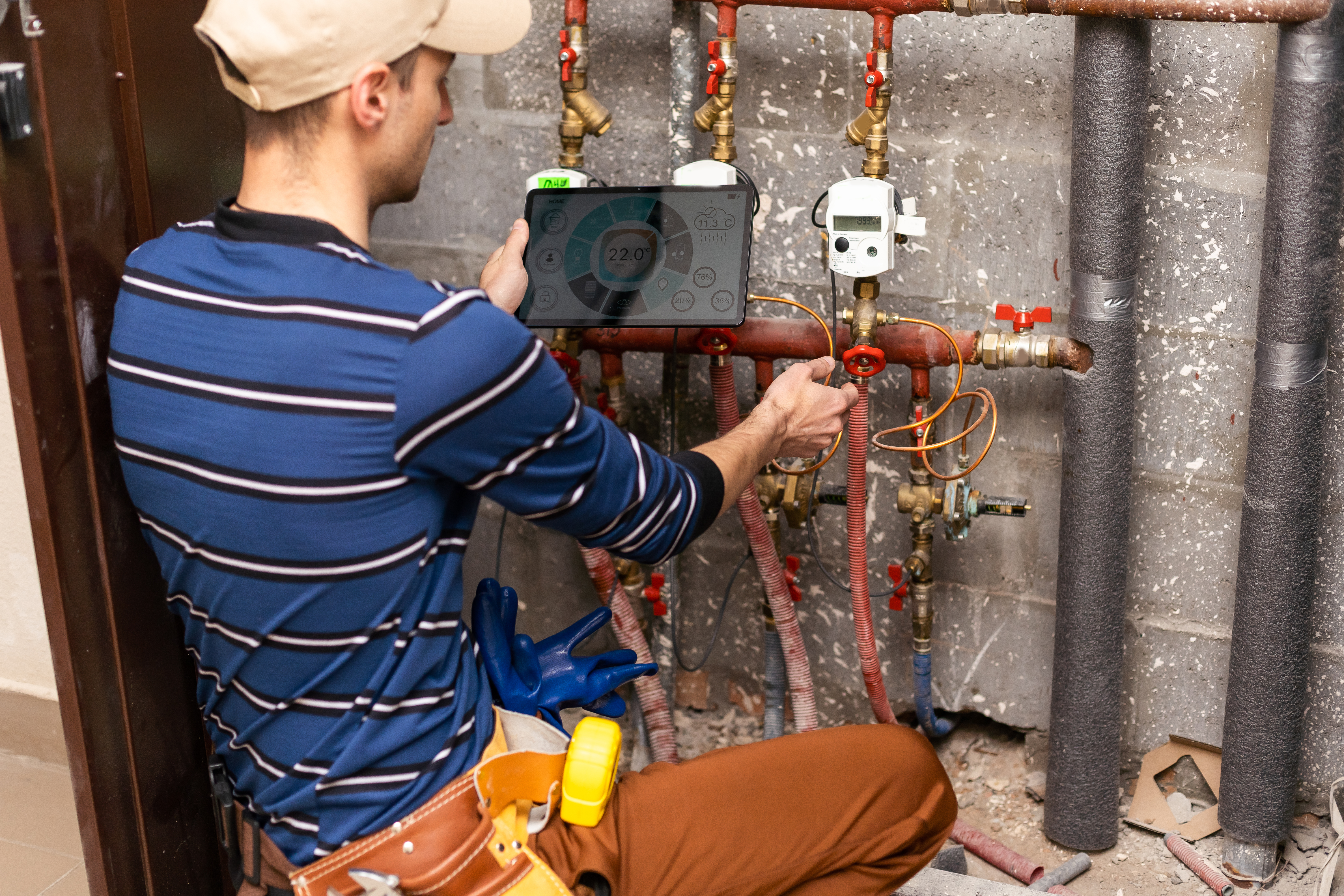 inspecting pipes with tech