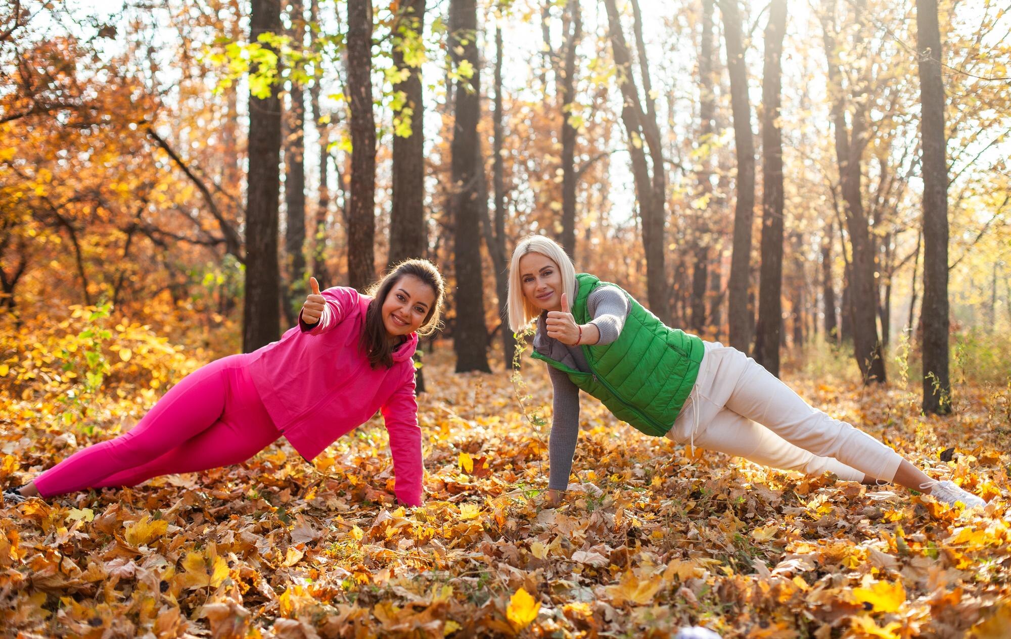 two athletic fit women practicing side plank showi 2dfa2043ddf09e8b6ae0