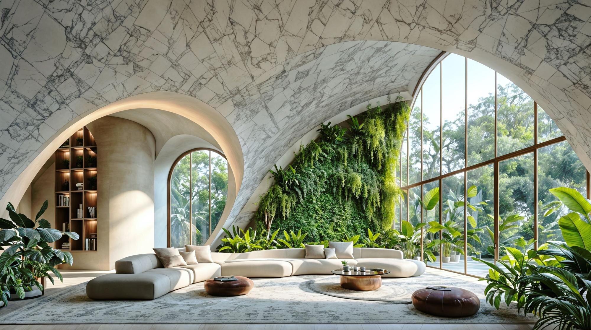 vaulted of a futuristic curvilinear interior white 1e3a425aa575f19c32e0