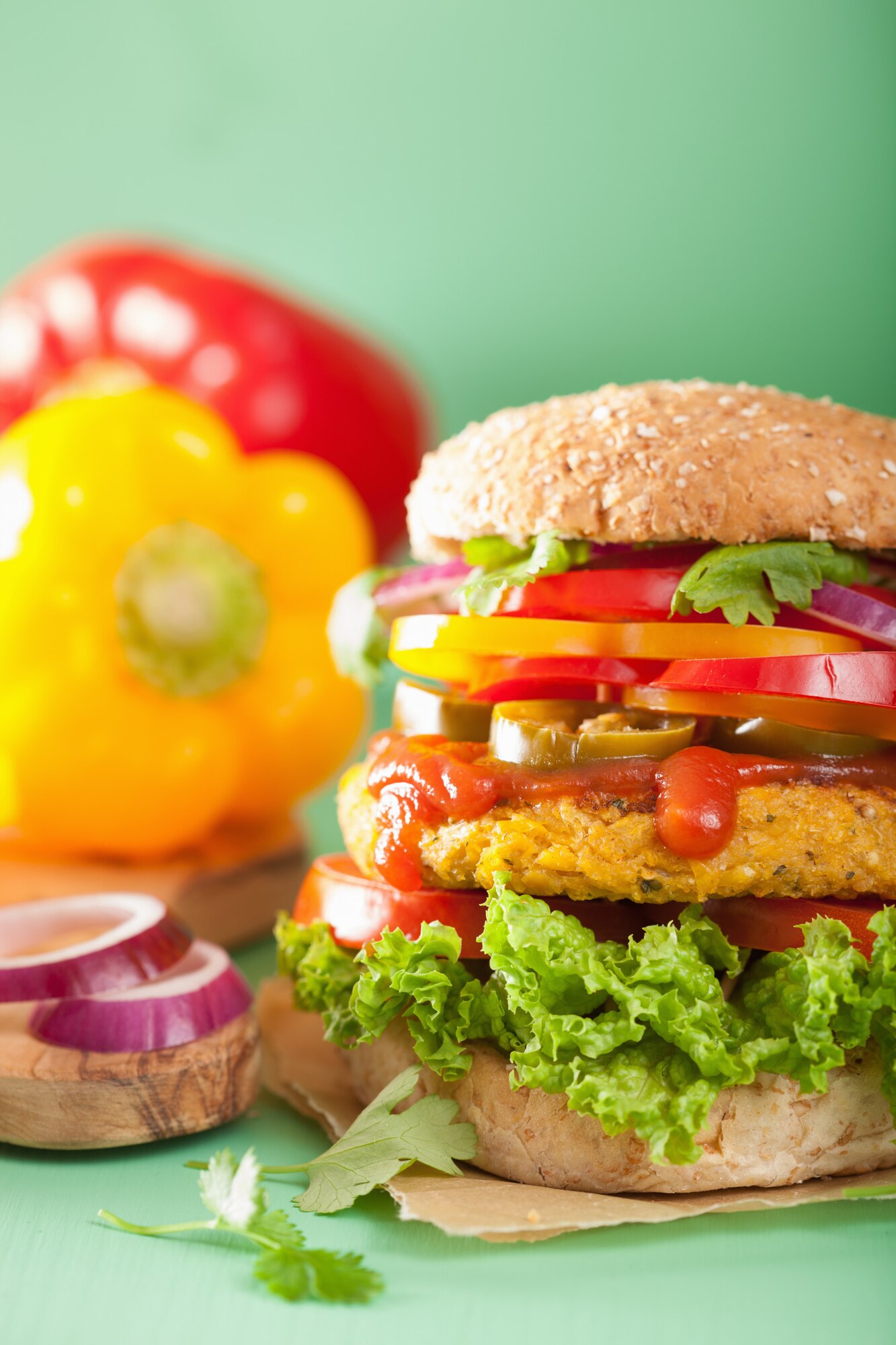 veggie chickpea and sweetcorn burger with pepper 359f76af94a28f4aa4b1