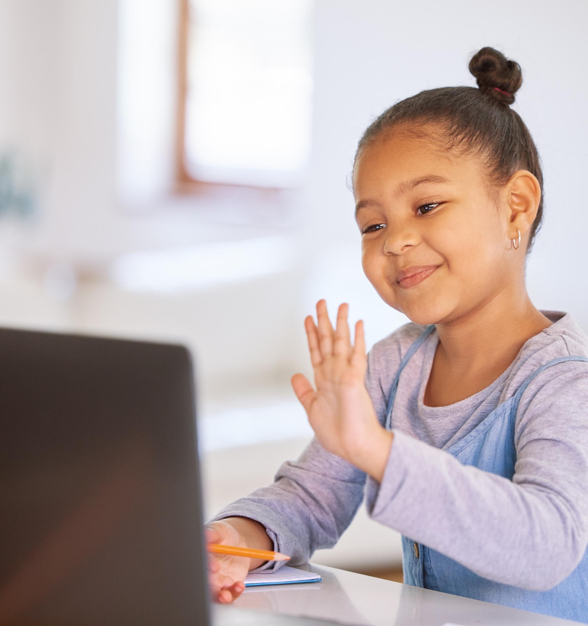 Video Call Laptop And Child Or Girl For Home Educa Fe2df455173686d41983