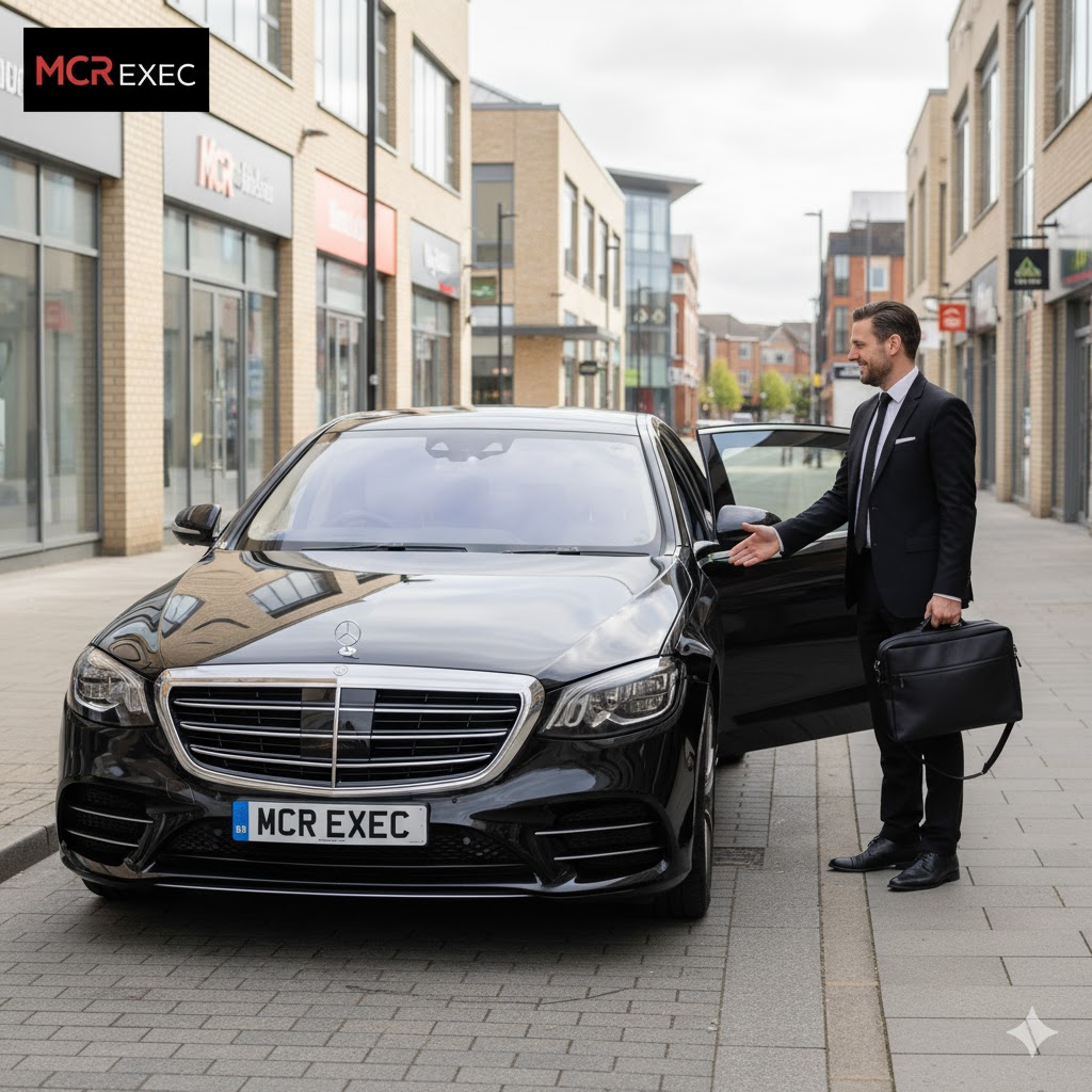 Luxury Mercedes V-Class at MCR EXEC HQ representing customised chauffeur solutions Manchester