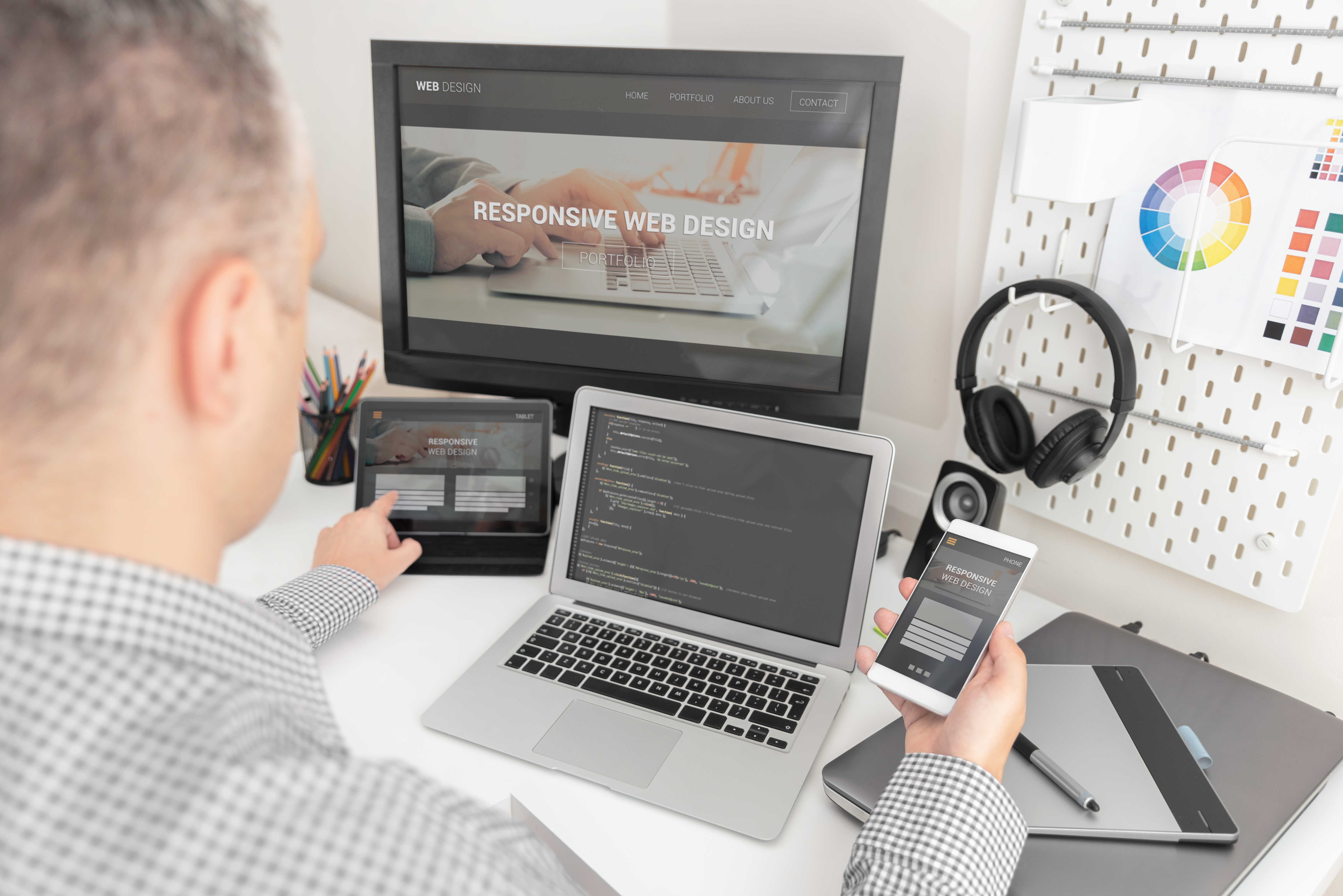 web designer programmer working with template ae99d494585ce7a585ce