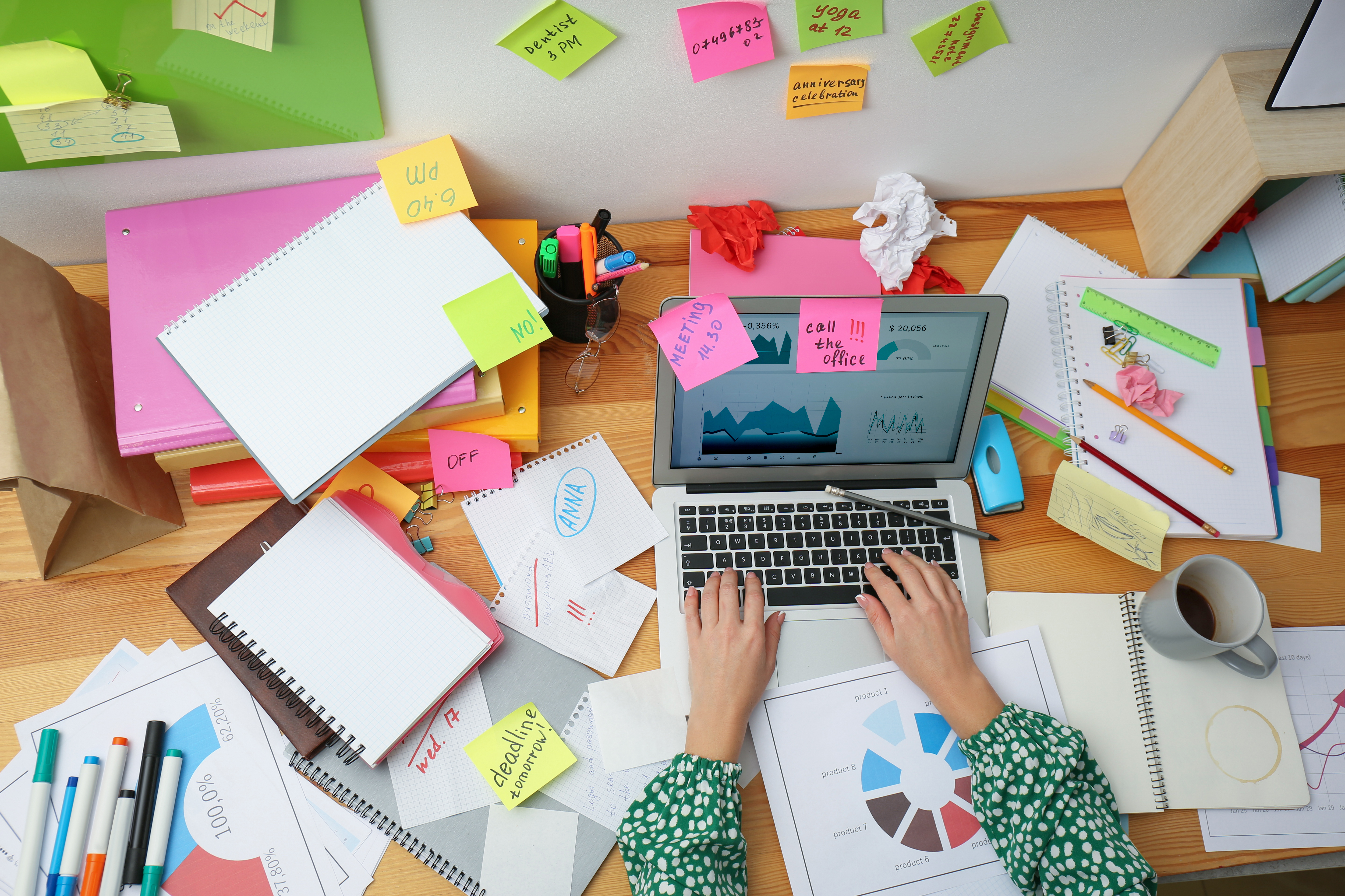 Cracking The Code: The Science Behind Habit Formation 4 Woman Using Laptop At Messy Table Top View Conce 3547Ce1B7E569A04A809