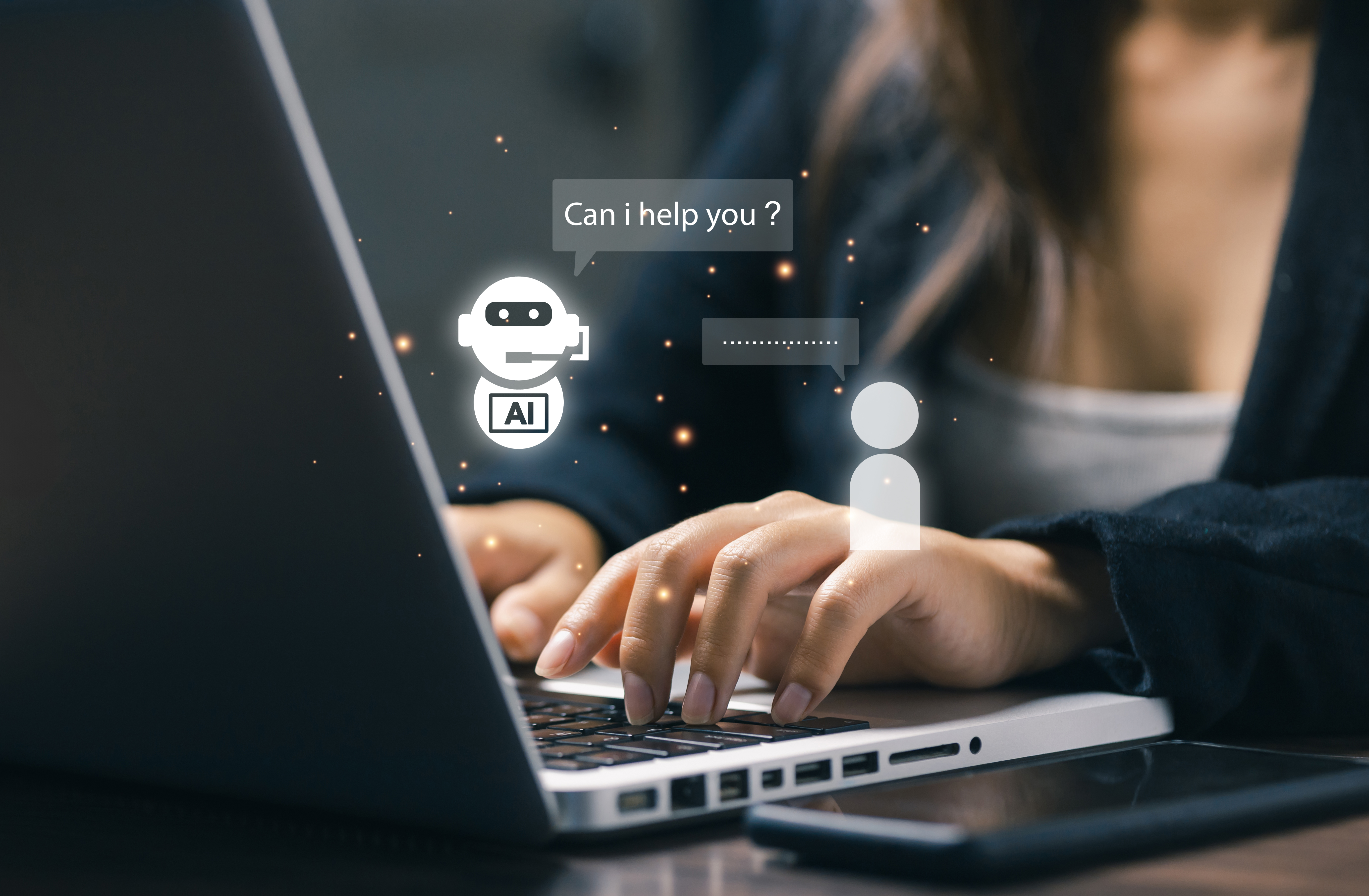 woman using laptop with ai chatbot assistance on s 664094e2f1660daf87c1