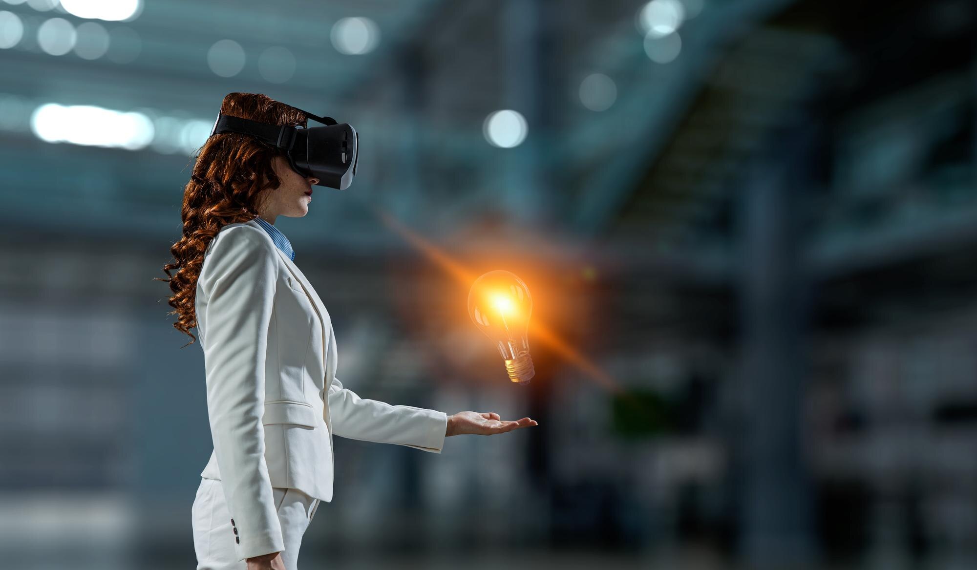woman wearing virtual reality goggles mixed media 19ddda2ca771ad84a9fe