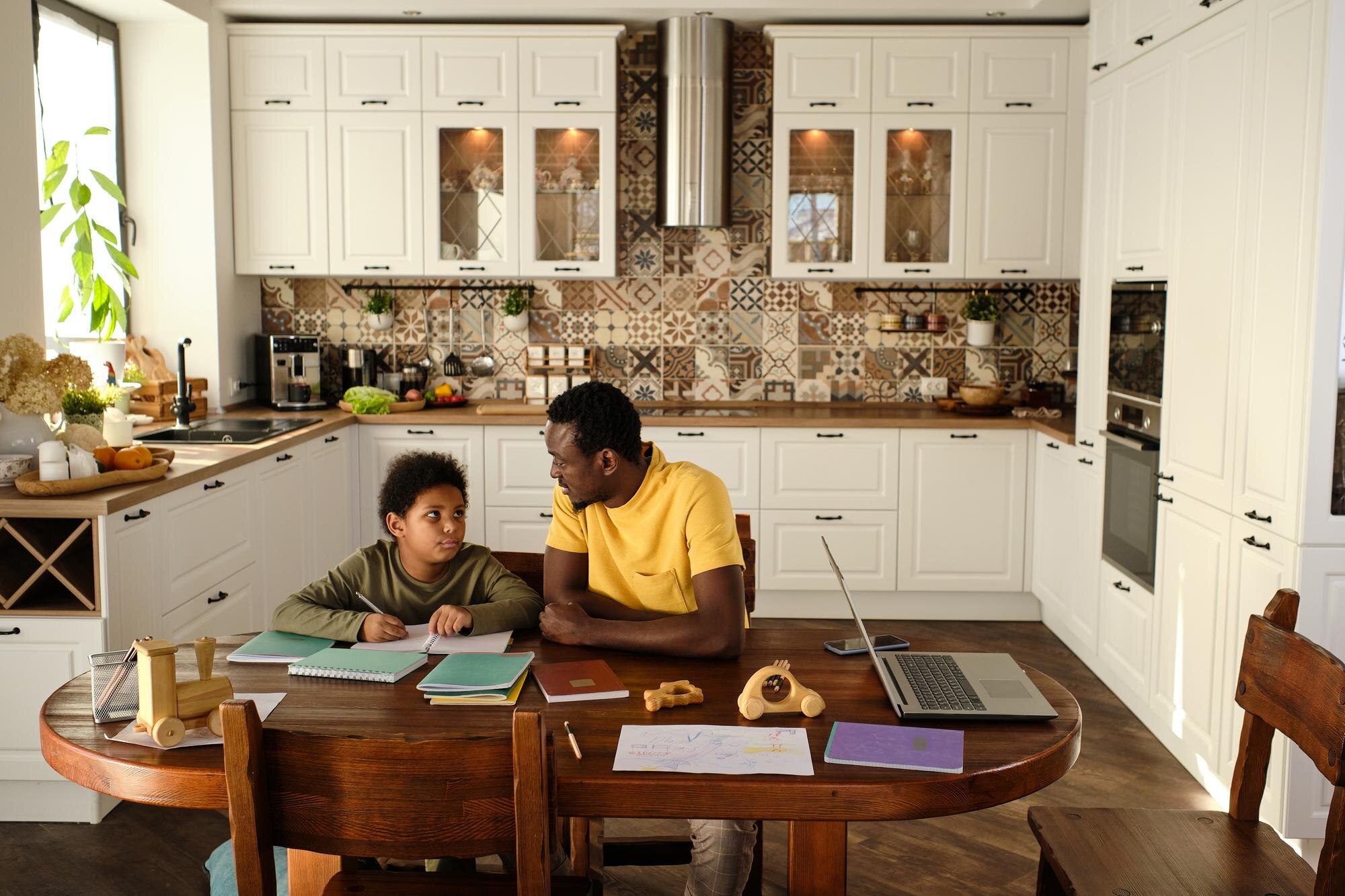 Young Father And His Son Communicating During Home B300729ba93b1d4c40b9