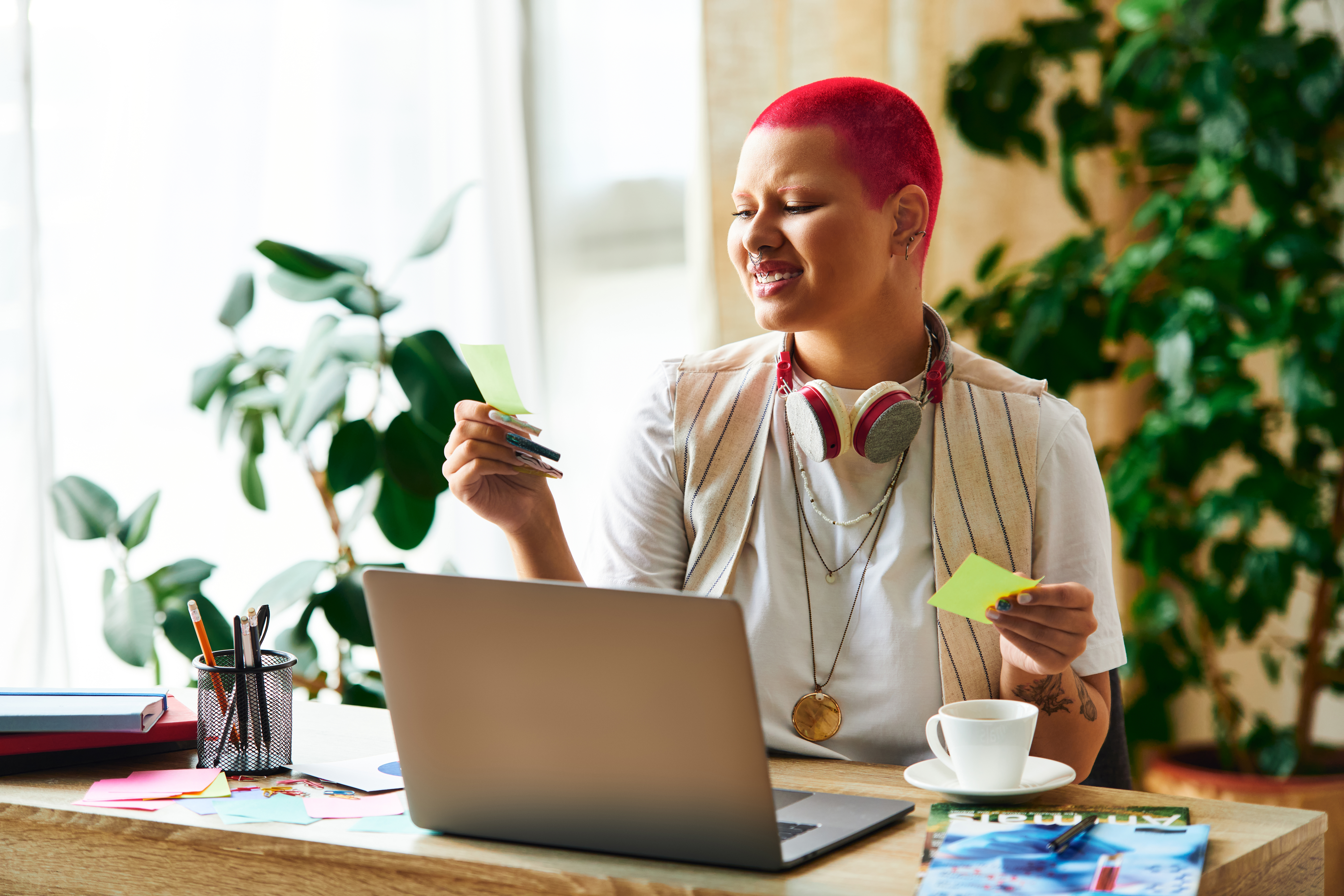 Balancing Wanderlust and Work: Tips for Women Building Travel Careers 2 young woman with pink hair creating notes in a mod c2e9753f9135bc708012